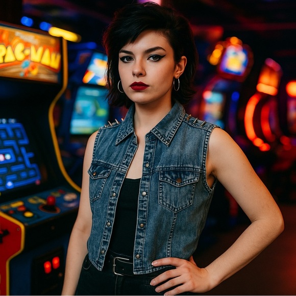 TRUTH | Blue Denim Acid Wash Vest with Button Details and Collarbone Studs - Picture 1 of 12